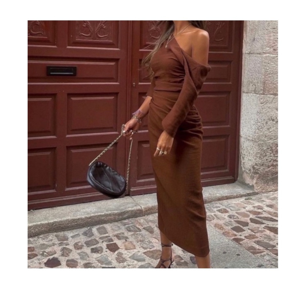 Brown Top and Skirt Set